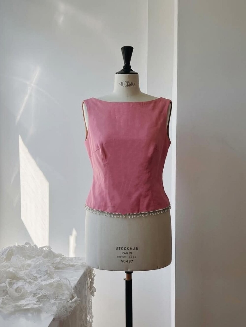 Trina Turk Pink Pearl-Hem Sleeveless Shell Top